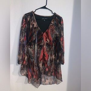 Jillian Tracy Multicolor asymmetrical layered 90s butterfly V-Neck Blouse